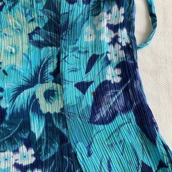 Vintage Rag Tropical Floral Blue Tie Back Dress - Picture 8 of 10